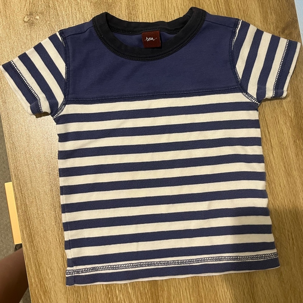 Baby Boden Blue and White Striped Tee
